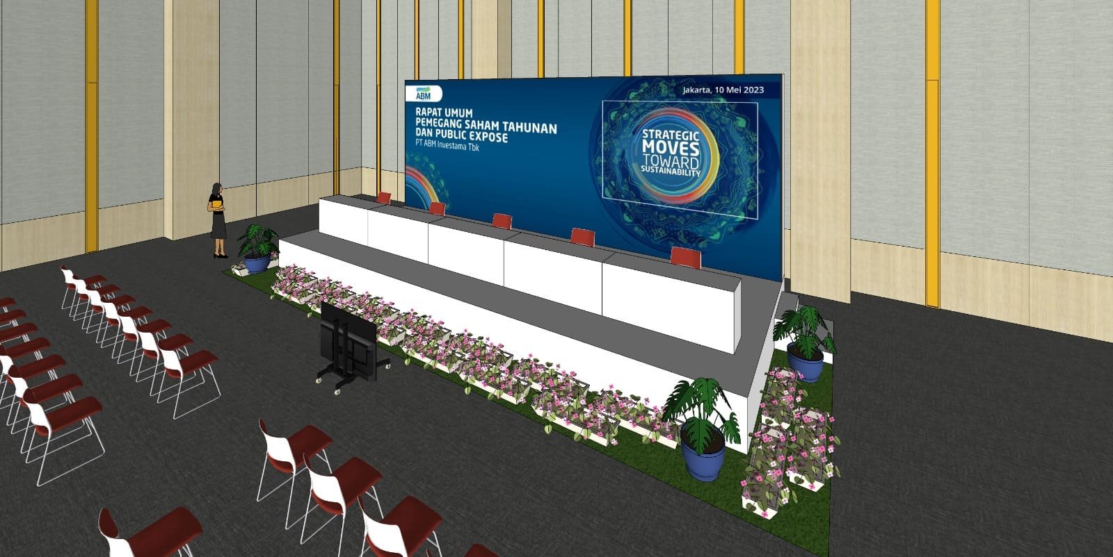 Virtual meeting setup with green screen technology